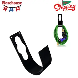 Garden Hose Hanger Wall Mount Heavy Duty Hose Holder Hook (Large, Black)