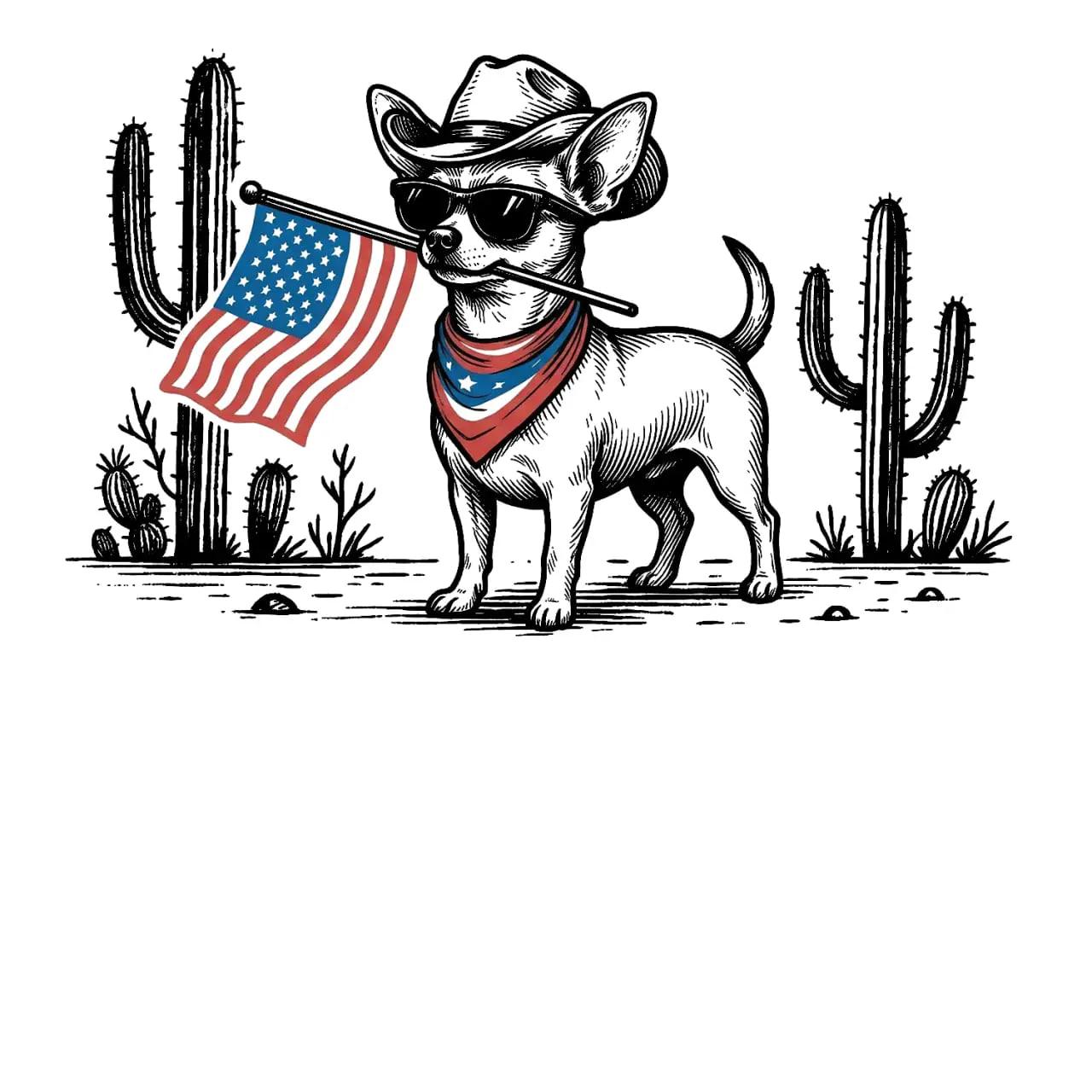 Comfort Colors Patriotic Cowboy Dog Shirt, Western Puppy Graphic Tee, USA Flag Independence Day T-Shirt, Funny 4th of July Gift for Dog Lovers