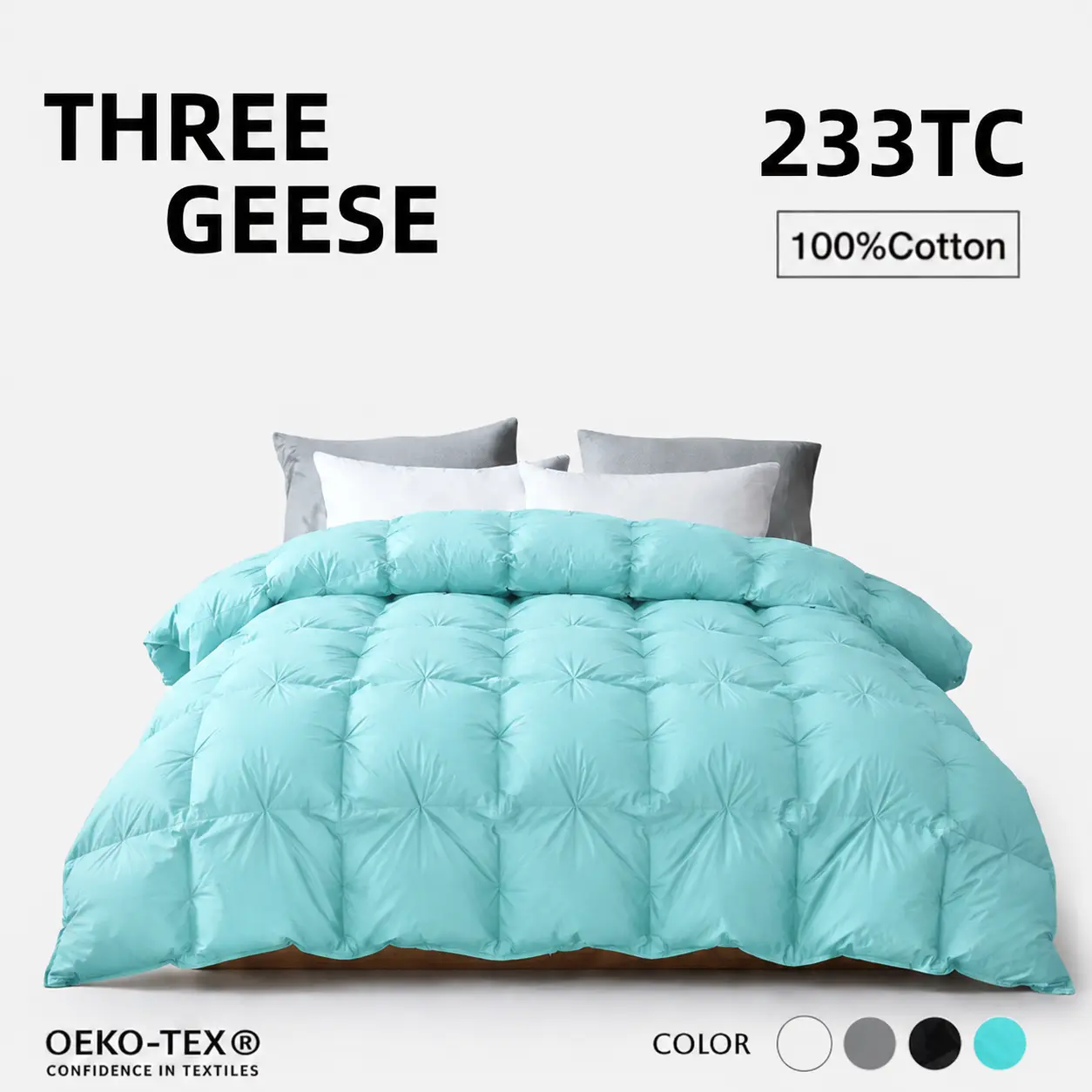 【Goose Down Comforter】【Three Geese】All seasons Five-star hotel quality Fluffy and breathable Goose Down Comforter - 100% Cotton Outer, Ethically Sourced Feathers, Cal-King Size 120x98 inches, All-Season Quilt summerwins