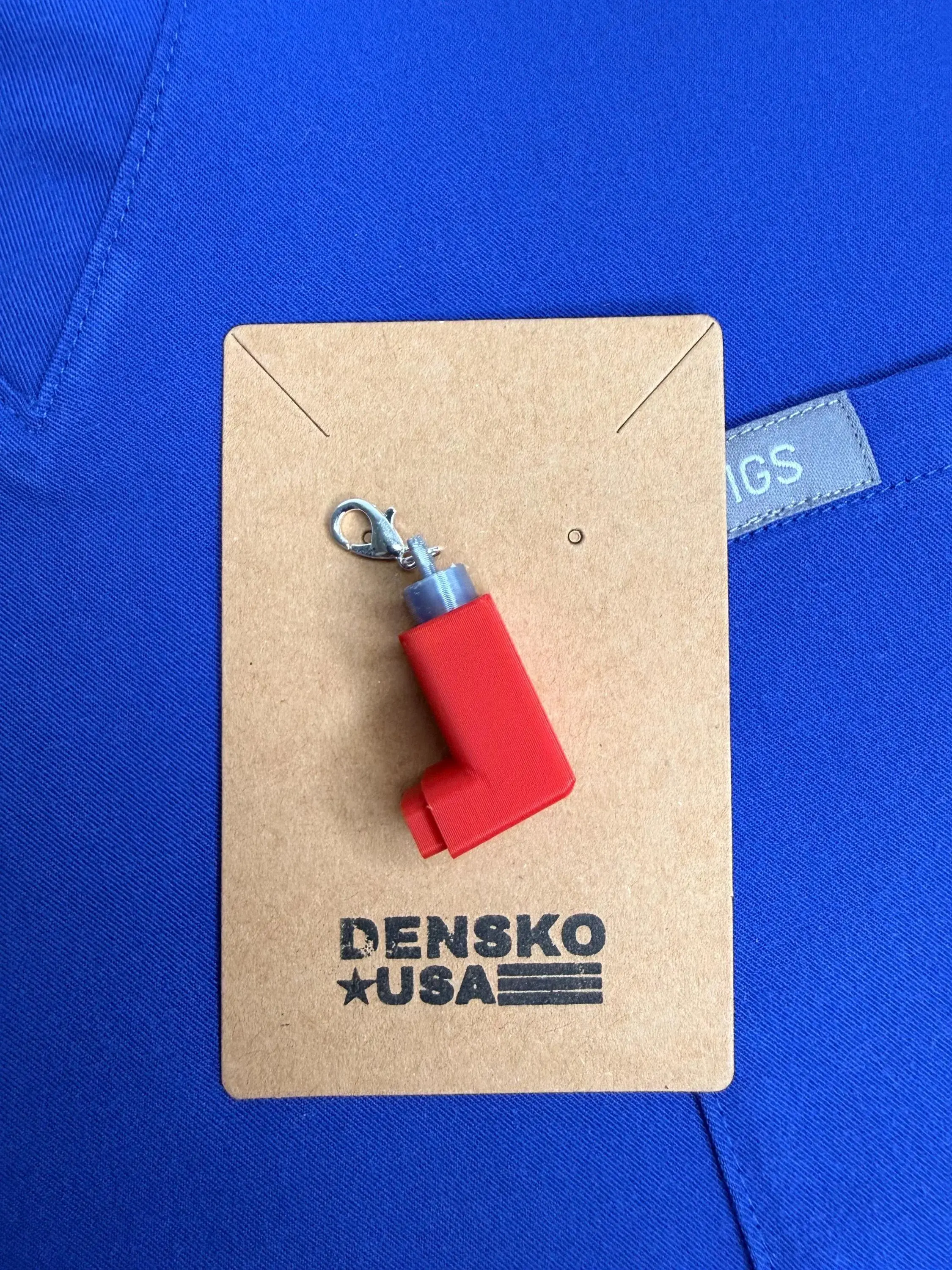 Red Inhaler Charm | Nurse Chaos Badge Reel Accessory | Healthcare Humor Gift
