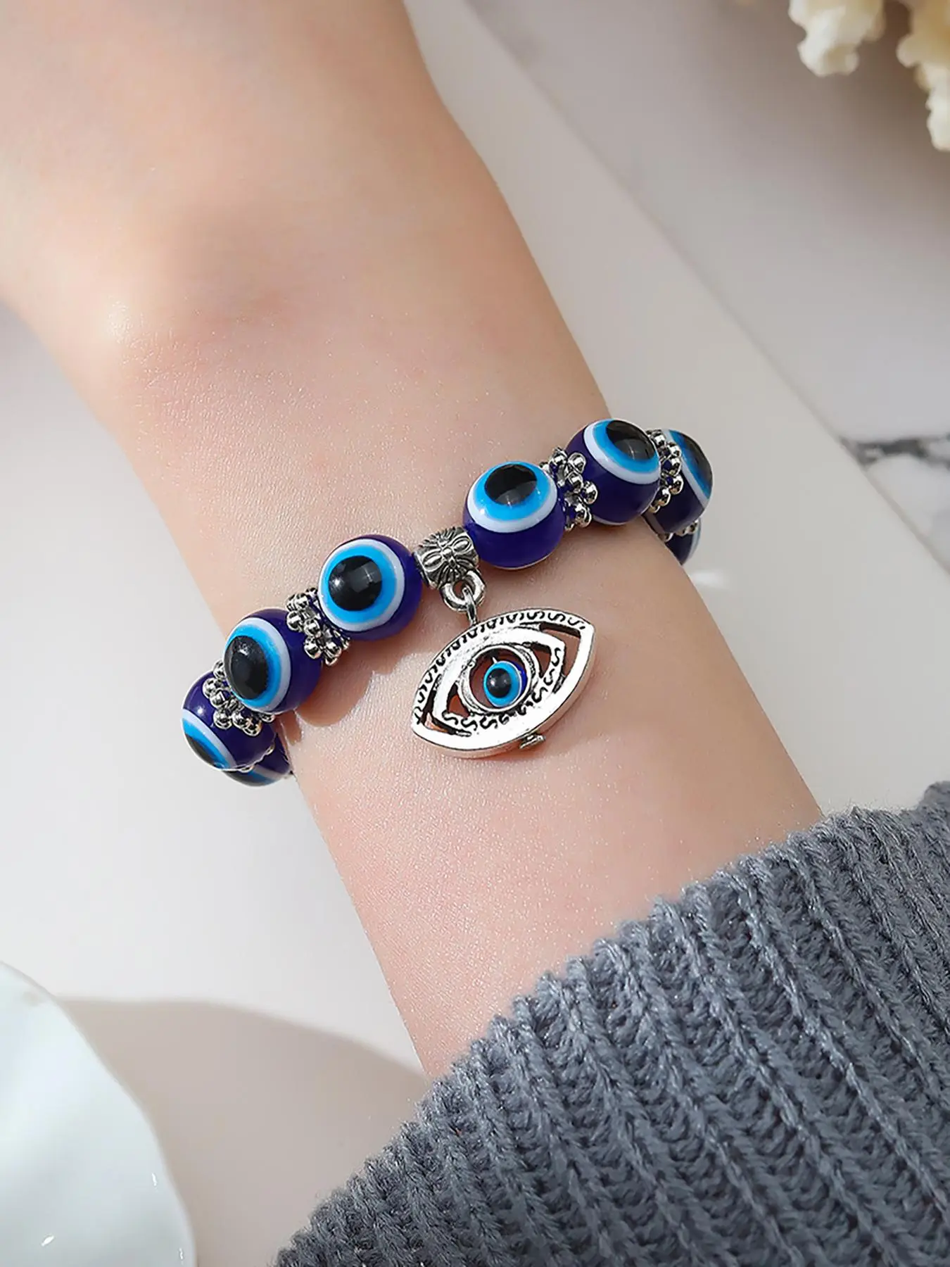 1 Piece Boho Style Beaded Bracelet with Eye Design, Fashionable Bracelet, Fashion Jewelry for Party, Daily Clothing Decor, Trendy All-match & Exquisite Jewelry for Birthday Gift, Bead Bracelets