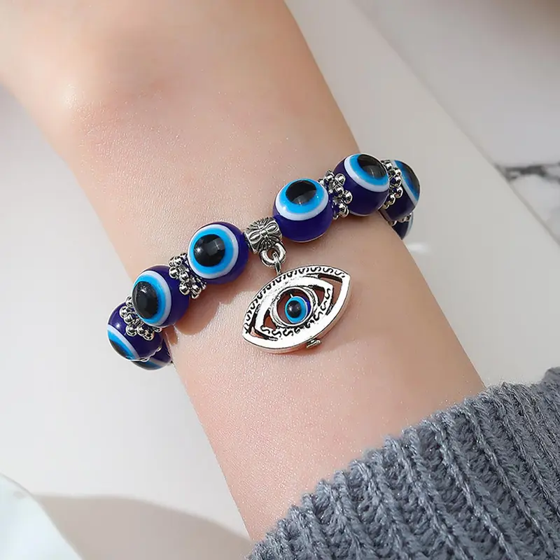 1 Piece Boho Style Beaded Bracelet with Eye Design, Fashionable Bracelet, Fashion Jewelry for Party, Daily Clothing Decor, Trendy All-match & Exquisite Jewelry for Birthday Gift, Bead Bracelets