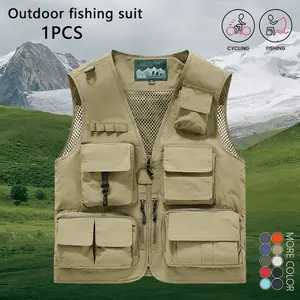 Men's Outdoor Cargo Vest, Lightweight Multi-Pocket Sleeveless Jacket, Quick Dry Utility Vest for Hiking, Photography & Casual Wear, Unisex Spring & Autumn Style