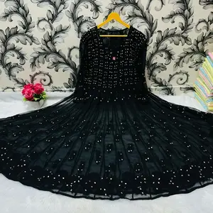 Women's Chikankari Mirror kurti no pants   with Liner - Size 36,38,40,42,44,46, Traditional, Dress only kurti no pants