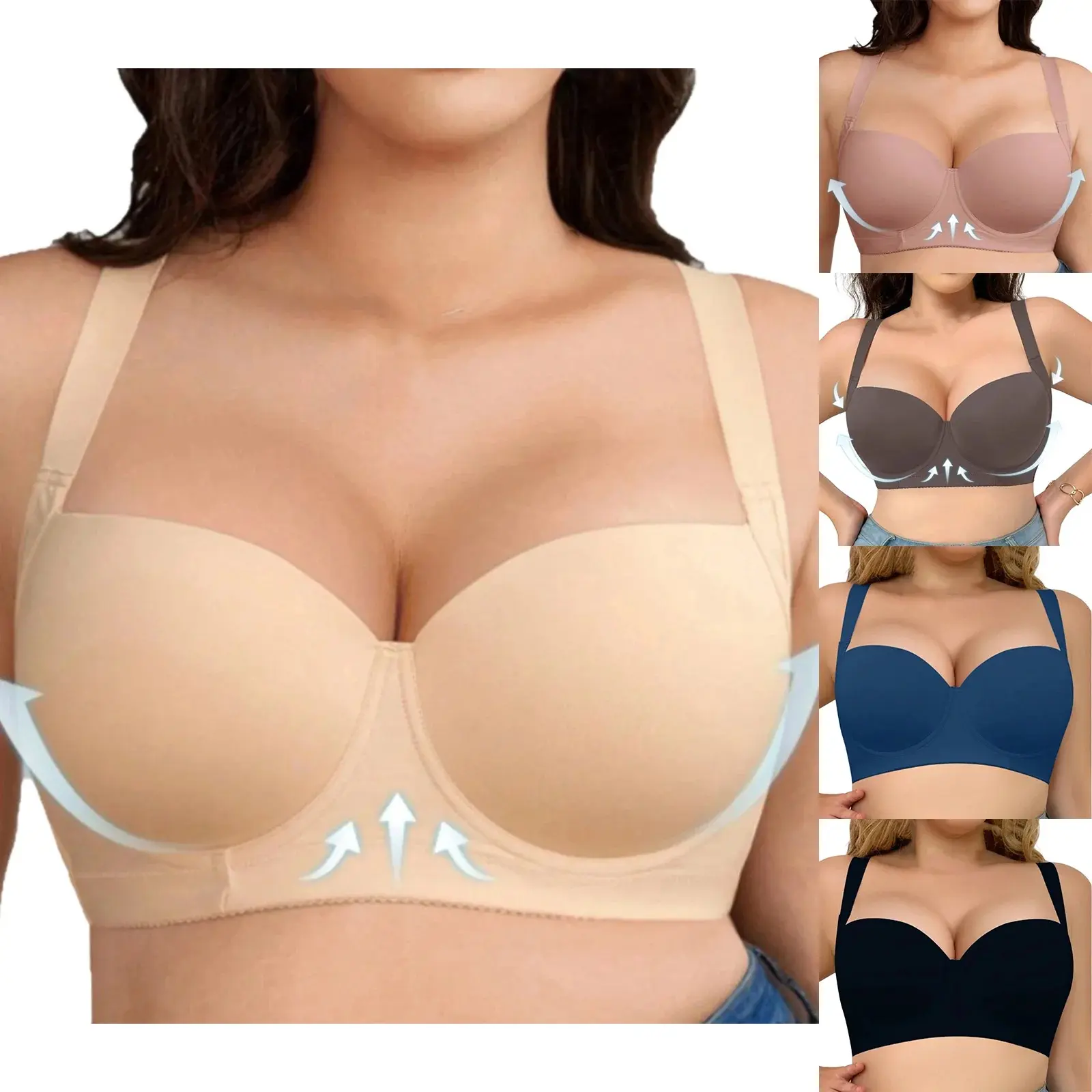 Blmnix Balconette Bras for Women Push-Up Seamless Bras Minimizer Plus Size Bras 36D-46D