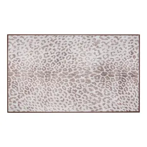 My Magic Carpet Miya Leopard Brown Machine Washable Area Rug, 3x5 Stain Resistant, Non-Slip, Waterproof