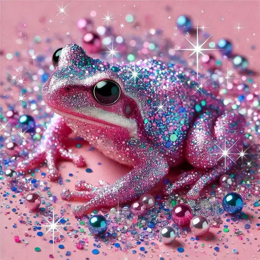 Glitter Frog Pattern DIY Diamond Arts Colorful Painting Kit without Frame, DIY 5D Diamond Arts Colorful Painting Kit, Wall Art Decor for Home