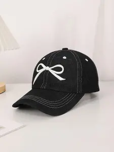 Women's Cute Bowknot Embroidered Baseball Hat, Casual Minimalist Baseball Hat for Daily Life, Fashion All-match Y2k Accessories for Women & Girls, Classic Baseball Cap