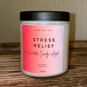 Stress Relief and Winter Candy Apple 8oz Soy Candle