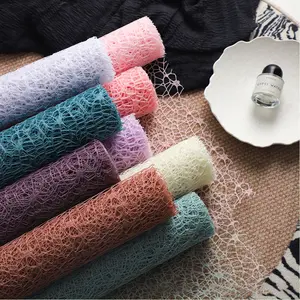 Korean Embroidered Mesh Hollow Flower Packaging Paper, Floral Bouquet Wrapping Net, Bouquet Wrappers, 1 Roll, 19.7x180 Inches, Ideal for Florists
