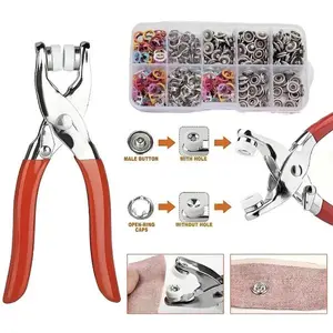 Claw snap fastener set,9.5mm snap fastener set (with pliers)-suitable for 1-3cm thick fabrics,metal snap fastener set (with tools), five-claw snap fastener tool set, seamless snap fasteners, manual snap fasteners.