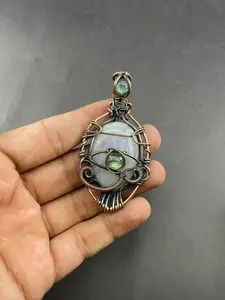 Rainbow Moonstone Copper Pendant Copper Wire Wrapped Pendant Gemstone Pendant Copper Jewelry Handmade Pendant Gift For Her Moonstone Jewelry