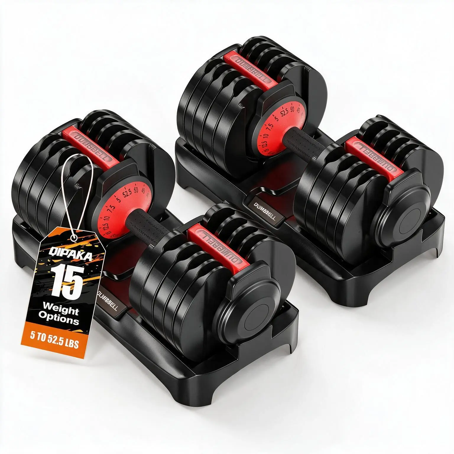 Cooelf Premium 15-in-1 Adjustable Dumbbell Set – Quick-Change Weights, Ergonomic Anti-Slip Handle, Compact for Small Spaces