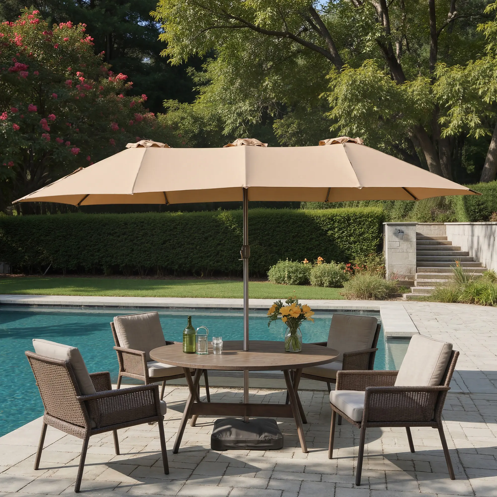 Khaki | Regular Umbrella with Base