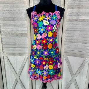 Mexican Apron-Mandil Mexicano Bordado, Cooking Apron with Floral Embroidery - Flower