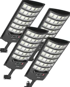 4Pack Solar Lights Outdoor Waterproof, 6500K Dusk to Dawn Solar Street Light Motion Sensor with Remote, LED Security Flood Light for Outside Garden Yard Path, Oudoor Parking Lot Lights