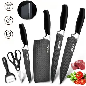 Stainless Steel Kitchen Knife Set 6-Piece – Ultra-Sharp with Peeler, Scissors, Ergonomic Handle – For Home & Professional Use
