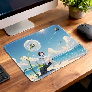 Anime Aesthetic Mouse Pad “Giant Dandelion & Girl” | Stitched Edges & Non-Slip Base | XXL Gaming & Office Desk Mat for Precision Control