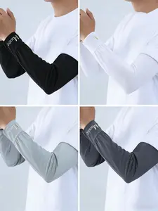 Men's Summer Straight Ice Silk Sun Protection Sleeves, Large Size Long Extended Arm Sleeves, Outdoor Cycling & Food Delivery Gloves