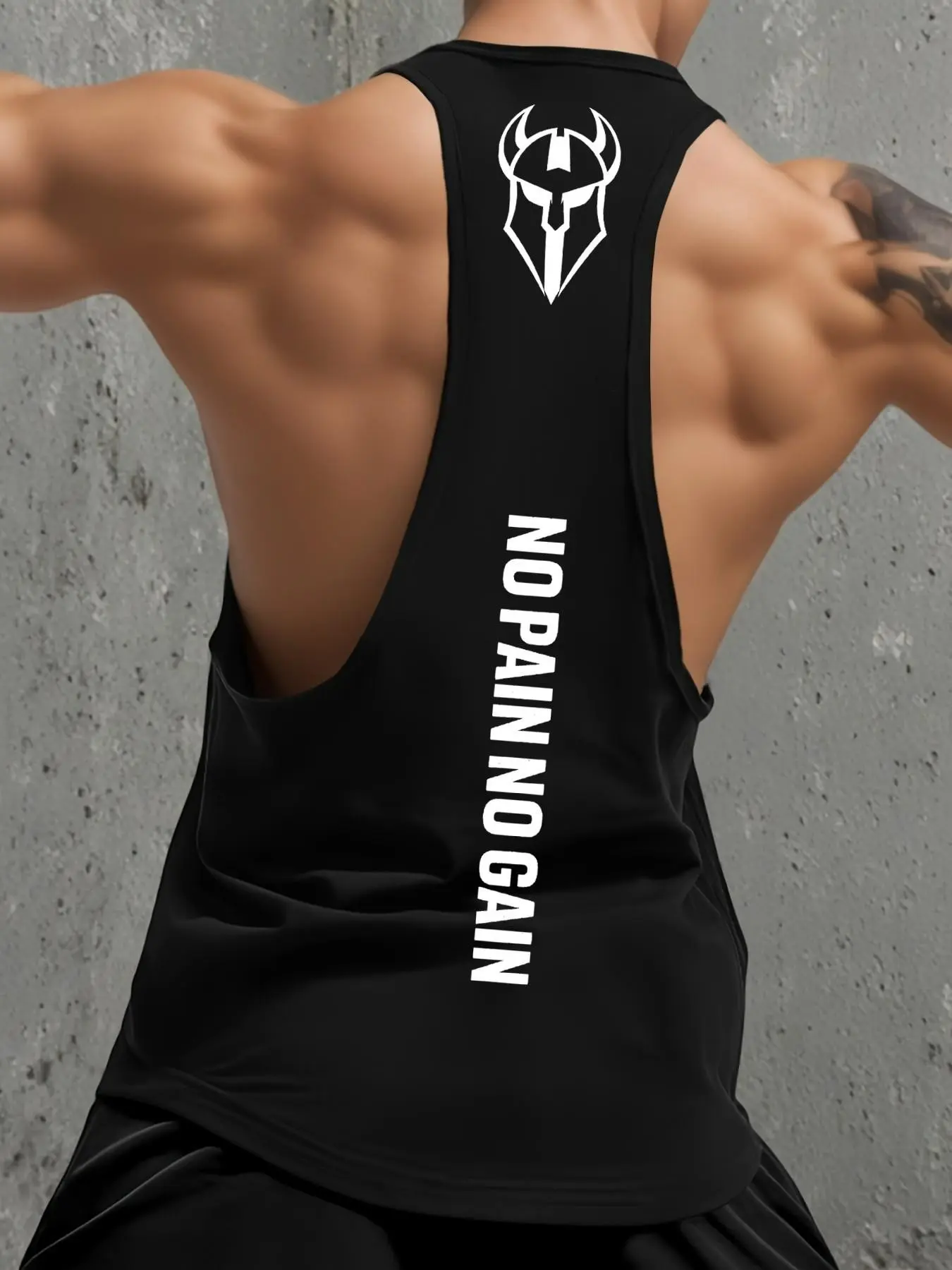 Men's Vintage Spartan Graphic Racerback Muscle Tank, Sleeveless Fitness Workout Vest, Retro Athletic Streetwear Fashion, Soft Stretch Material, Slim Fit Silhouette, Suited for CrossFit, Running, Fitness Clothes
