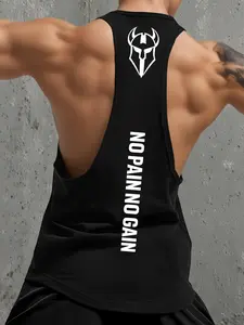 Men's Vintage Spartan Motivational Graphic Racerback Muscle Tank, Sleeveless Workout Vest, Retro Athletic Streetwear Fashion, Soft Stretch Material, Slim Fit Silhouette, Suited for CrossFit, Running, Great for Gym Goers, Sports Vests
