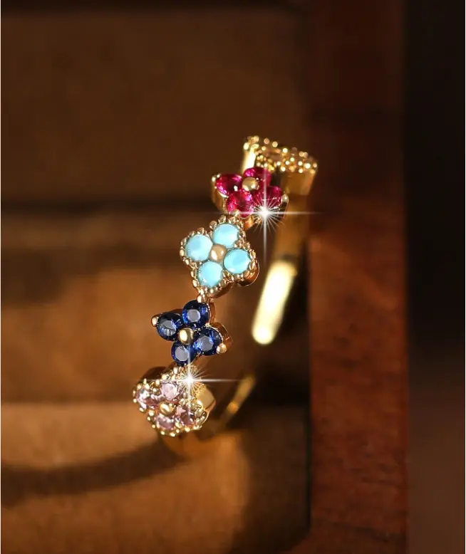 1PC Delicate Multi-Color Cubic Zirconia Open Ring for Women – Adjustable Rainbow CZ Bridal Ring, Elegant Wedding, Engagement, Prom, Banquet & Fashion Jewelry
