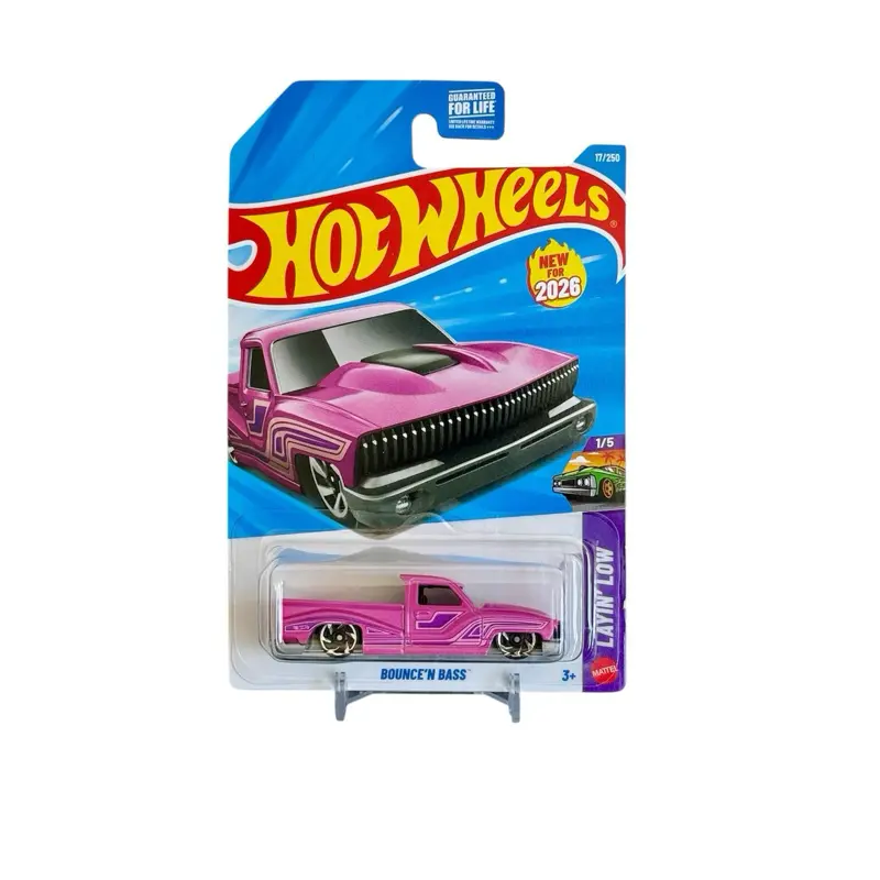 Hot Wheels Bounce’N Bass Pink Layin’ Low Truck 1:64 Diecast Car Model, Collectible Display Piece