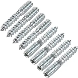M8 Hanger Bolts 2"(50mm) Length Double Headed Self-Tapping Screws, 8Pcs 8mm Wood Joint Bolts for Furniture Legs
