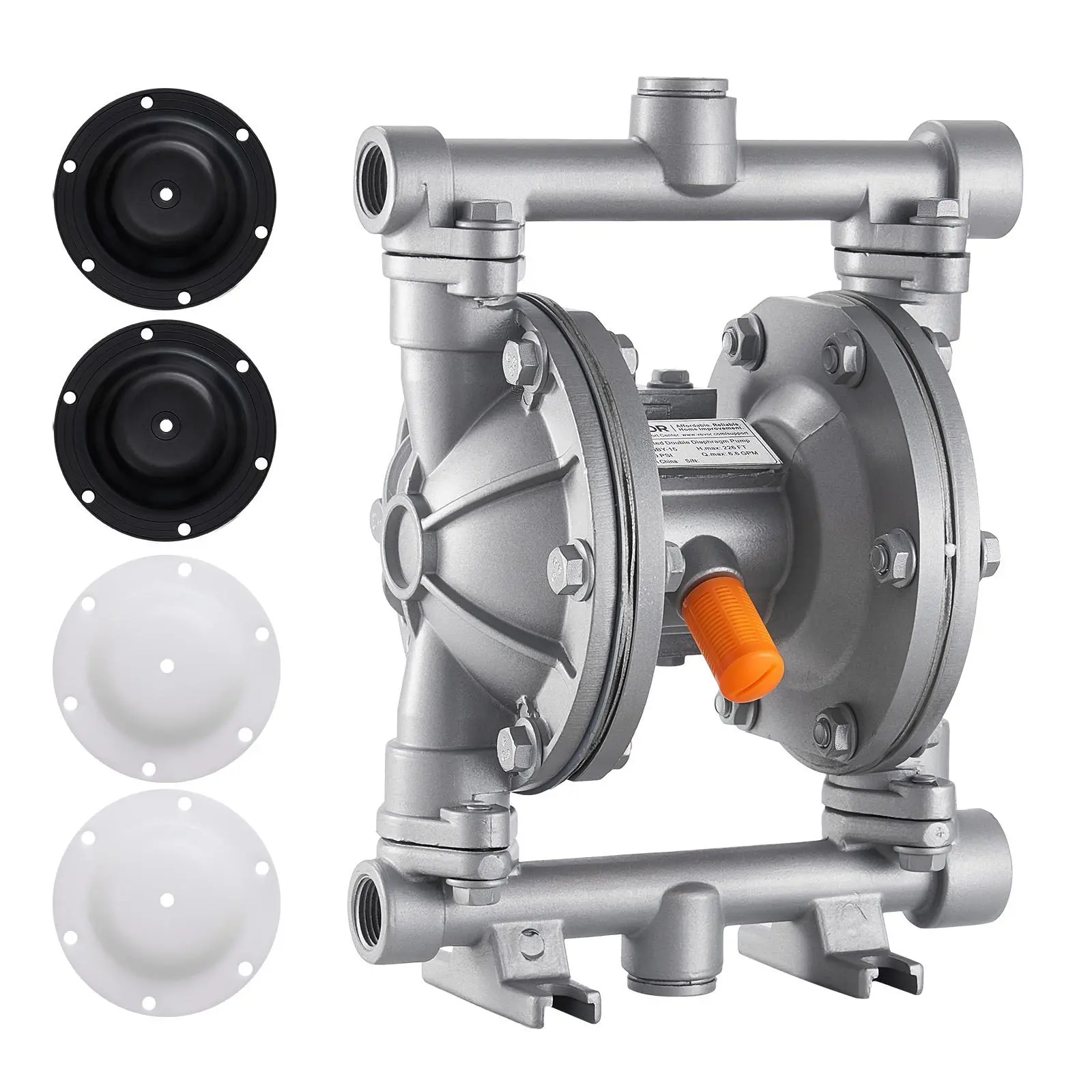 【Summerfinds】VEVOR Air Operated Double Diaphragm Pump,6.6 GPM3/8 inch Inlet & Outlet Pneumatic Waste Oil Transfer PumpMax 100 PSIAluminum Alloy BodyAir-Operated for DieselGreaseKeroseneGasoline, Fuel Transfer Pump