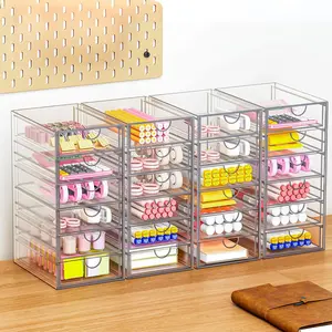 7CODE Clear 30-Drawer Stackable Makeup Organizer, Plastic Storage Bin for Vanity, Bathroom Countertop, Home Organization Needs