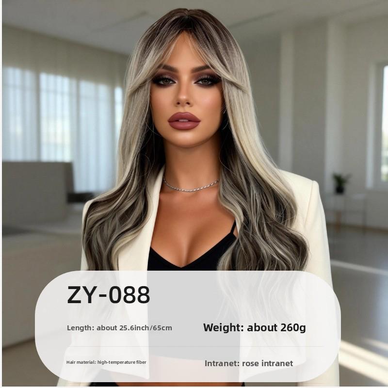 Amazon's best-selling wig, full head hairstyle, wavy curls, heat-resistant fiber, high-temperature silk wig for women