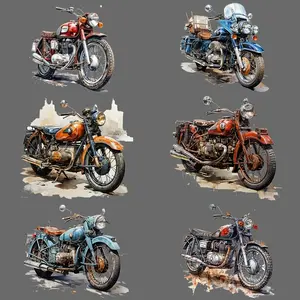 Motorcycle Pattern Iron on Transfer Sticker, 8 Counts/set Washable Heat Transfer Sticker, DIY Decal for Clothes, T-shirt, Jeans, Backpack