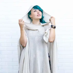 Elhoffer Essential Nomad Cape - Guardian White - Double Breasted Huge Knit Cape with Oversize Hood and Hidden Inside Pocket