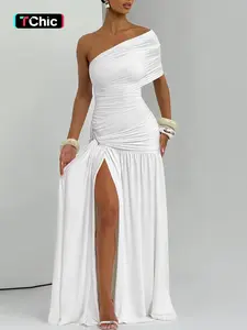 Women Summer Sexy Elegant One Shoulder Party Club Evening Birthday Elegant Fashion Chic Bodycon Long Dress