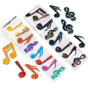 500 sheets/roll of music note stickers, laser cartoon decoration materials for planners, DIY sealing stickers for mobile phones