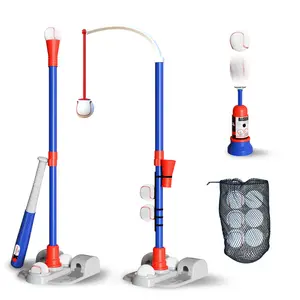 3-in-1 Tball Set for Toddlers 3-5, 6 Balls, Toddler baseball with Hanging Tee, Tee Ball Stand, Auto-Ball Launcher, Height-Adjustable, Baseball Gifts for Kids