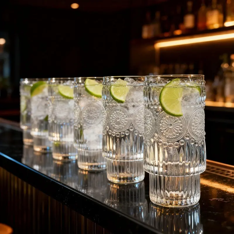 4/6Pcs - Sunflower Engraved Glass Cups - Stackable Floral Design Water Cups, Drinking Glass Set, Glassware, Glass Beverage Cups, 320ml/10.8oz, Reusable and Refrigerator Safe, Perfect for Home, Office, Parties, Ideal for Beer, Juice, Soda, Iced Coffee