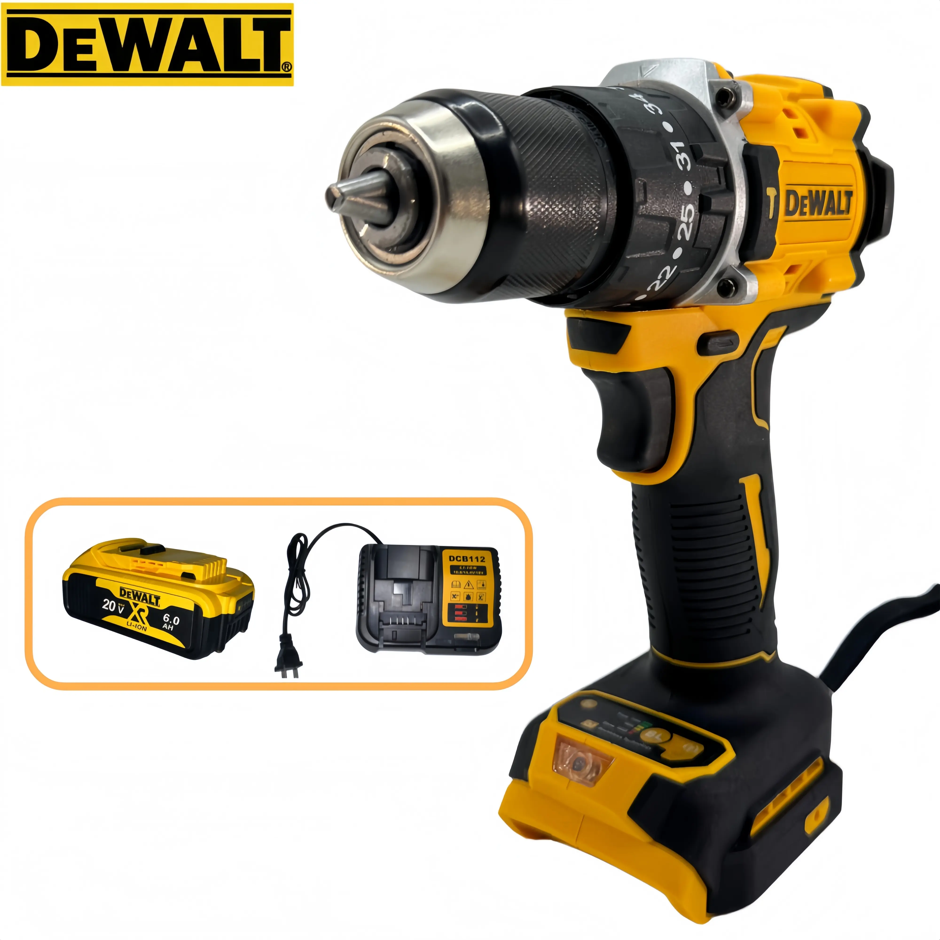 DEWALT DCD805 20V MAX XR Brushless Cordless Hammer Drill Driver Kit - 20V MAX XR 6Ah Batteries, 90Nm High Torque, 2-Speed (0-650/0-2000 rpm), 177mm, 3-Mode LED Lights, 850w Efficient Motor, DIY Maintenance, Battery Ecosystem, for Home Use