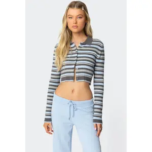 Giulia Stripey Ribbed Knit Top