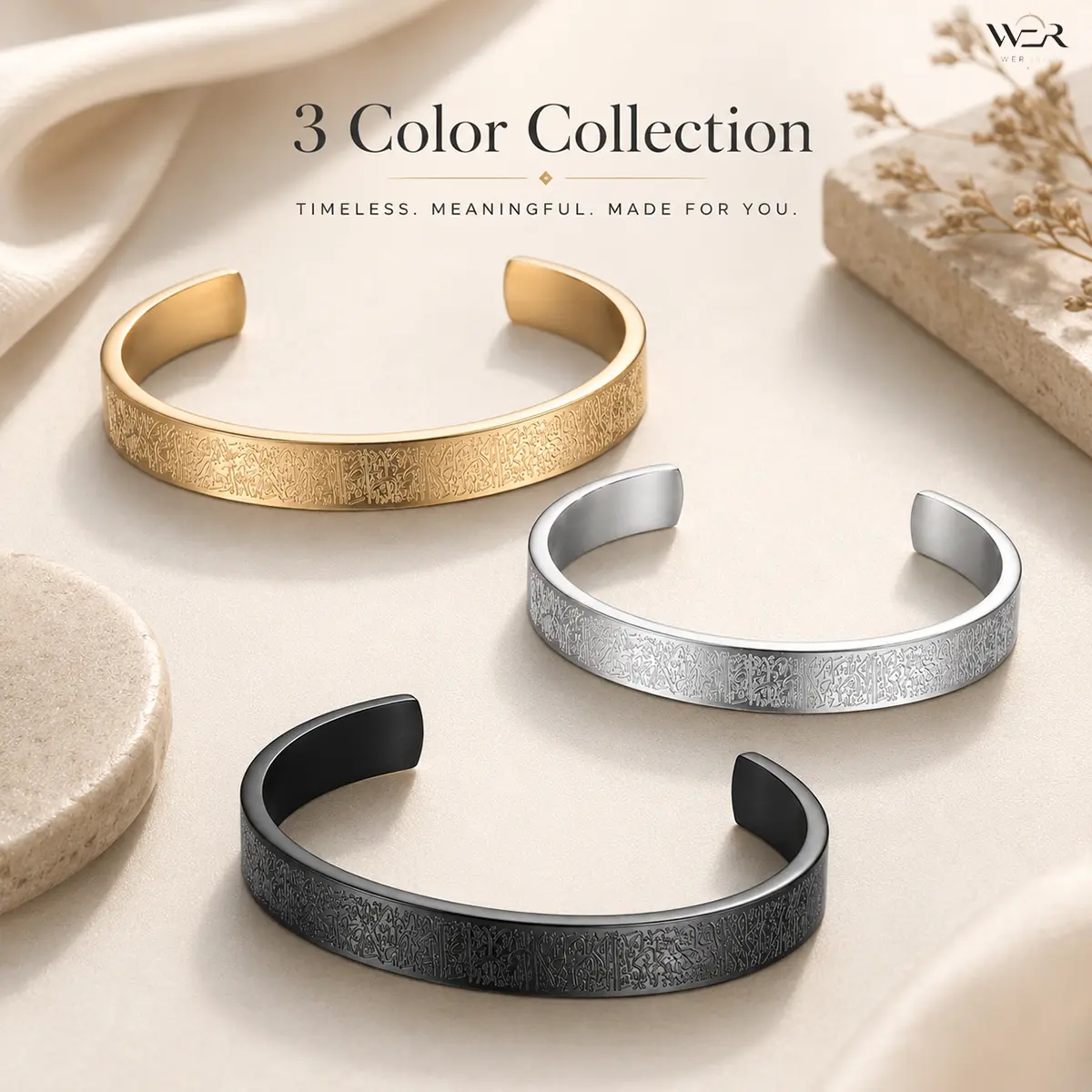 Scripture Engraved Cuff Bracelet for Men & Women, Elegant Statement Jewelry in Gold, Silver, or Black Tone, Lightweight & Adjustable, Jewelry For Women, Men's Jewelry
