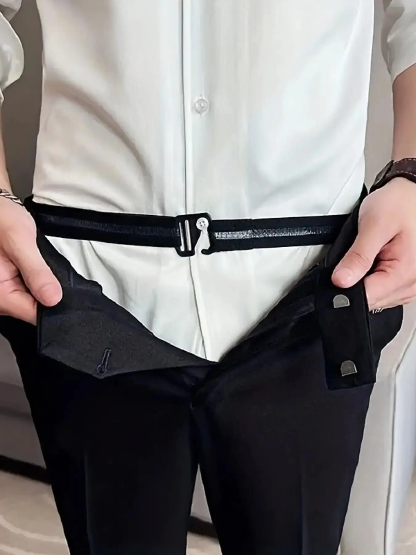 Men's Business Solid Color Buckle Belt, Fashion Zinc Alloy Belt for Dress & Jeans, Silicone Non-slip Trendy All-match & Exquisite Fixed Elastic Belt for Birthday Gift, Modern Buckle Belts, Belt with Buckle