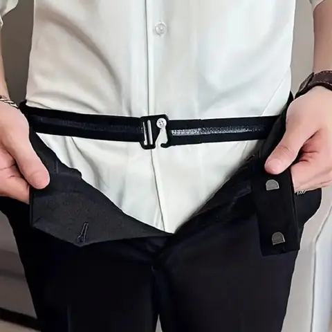 Men's Business Solid Color Buckle Belt, Fashion Zinc Alloy Belt for Dress & Jeans, Silicone Non-slip Trendy All-match & Exquisite Fixed Elastic Belt for Birthday Gift, Modern Buckle Belts, Belt with Buckle