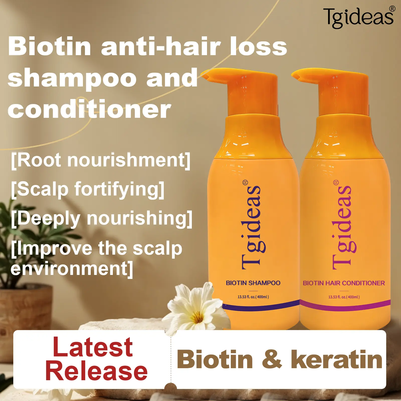 Tgideas Routine Wellness Anti-Thinning Hair Multi-Pack - Biotin DHT Blocker Shampoo & Conditioner for Male Adults, Root Nourishment, Scalp Fortifying Haircare for Wavy, Dyed Hair, Anti-Hair Loss