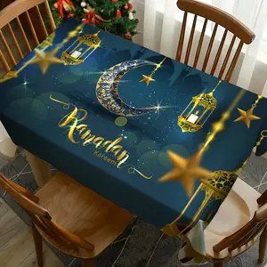 1PC Muslim Ramadan Tablecloth Washable, Table Cover Perfect for Picnics, Camping, Weddings, Birthday Parties, Buffets, Picnic Dining Table - Protect Your Tabletop with Table Cloth Home Decoration