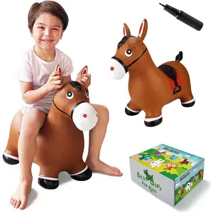 Bouncy Horse Inflatable Bouncing Animals Hopper for Toddlers Kids, Ride on Rubber Jumping Toys for Boy Girl Birthday Gift (Horse)
