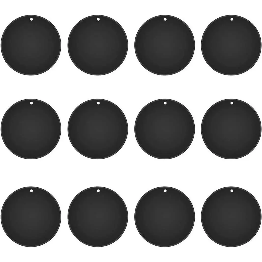 12-Pack Round Magnetic Car Mount Metal Plates with Full Adhesive Stickers for Magnetically Mountable Phone Holders & Mounts (Black)