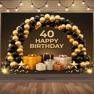 Luxurious 40th Birthday Backdrop | Elegant Milestone Party Banner