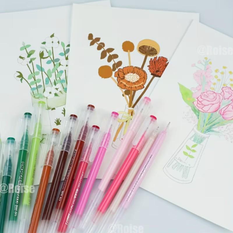 Languo gel pen set for drawing, featuring a 0.6mm tip, a wide range of colors, and a large-capacity ink pen. Ideal for writing, cards, DIY, coloring, doodling, handmade posters, and other artistic creations. Different colors can be stacked