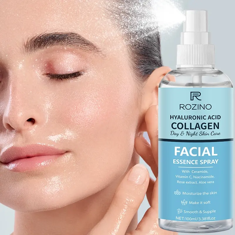 Rozino Facial Serum Spray with Hyaluronic Acid, Collagen, Niacinamide, Rose Extract, Aloe Vera, Deep Moisture, Smoothing & Skin Repair