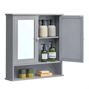 VASAGLE Bathroom Cabinet with Mirror, Mystic Gray ULHC002G02
